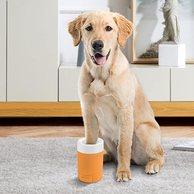 Pet Foot Washing Cup, Dog Paws Cleaner Plastic Dog Washing Station Dog Paws Washer Pet Foot Cleaner for Pets Cats and Dogs (Orange)