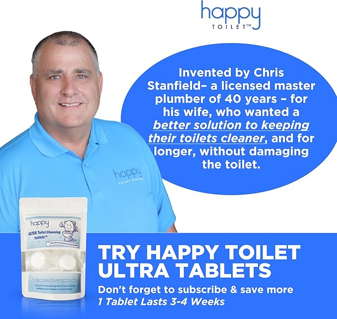 Happy Toilet Cleaner Deuce - Compatible with Kohler Toilets & Canister Flushing Systems - Automatic Toilet Bowl Cleaner Toilet Tablet Holder Toilet Cleaning System for Auto Filter Self Cleaning Flush