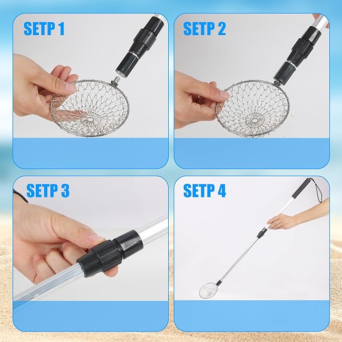 2 Pcs Beach Sand Sifter, Shark Teeth Sifter Shell Shovel Rock Scooper with Beach Scoop Shovel and Sifter Tool for Picking Up Shells Beachcombing & Rock Hunting