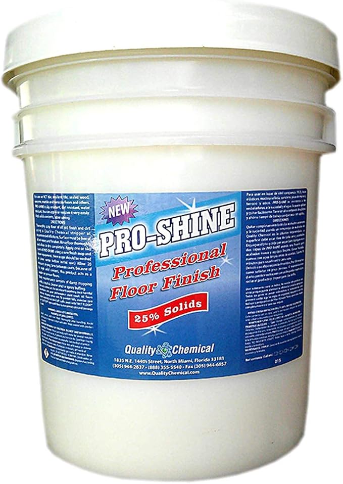 Quality Chemical Pro Shine High Solids Commercial Wet-Look Floor Finish Wax - High Shine Floor Cleaner, Future Floor Wax - Floor Wax for VCT Tile Floors, Polish & Restorer - 640 oz (Pack of 1)