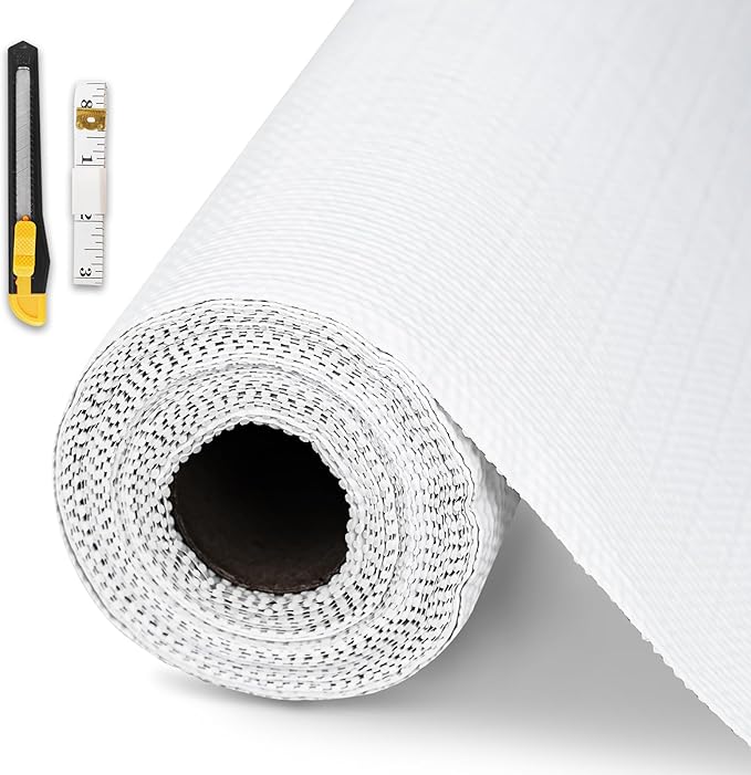 Drawer and Shelf Liner for Kitchen Cabinet,Non-Adhesive Cabinet Liner 12in x 10FT,Waterproof Shelf Paper Non-Slip Mats Cupboard Liners Contact Protect Dresser/Shelves/Table-White