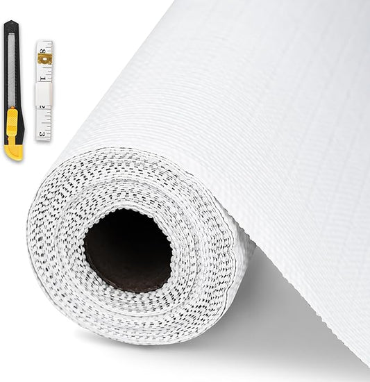 Drawer and Shelf Liner for Kitchen Cabinet,Non-Adhesive Cabinet Liner 12in x 10FT,Waterproof Shelf Paper Non-Slip Mats Cupboard Liners Contact Protect Dresser/Shelves/Table-White