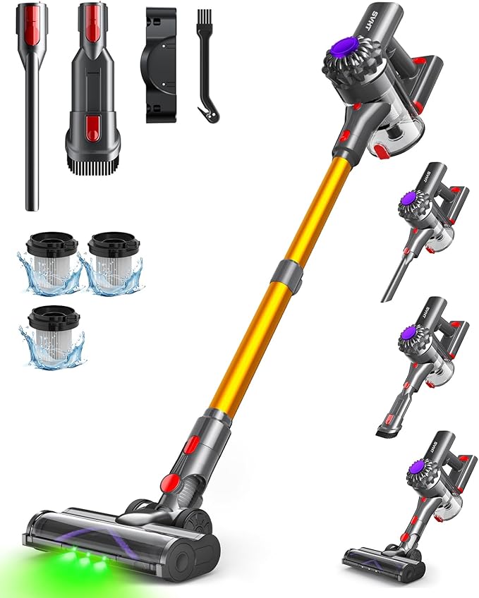 Cordless Vacuum Cleaner, 450W 40KPA Vacuum Cleaners for Home, 45Mins Lightweight Stick Vacuum with Advanced Green Light Tech, Rechargeable Battery Vacuum for Carpet,Pet Hair,Hardwood Floor