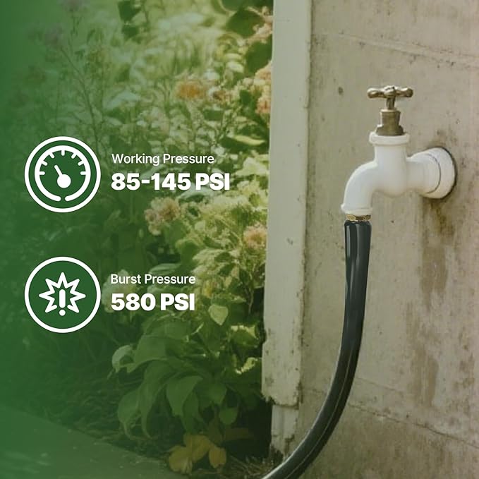 Lightweight Flat Garden Hose 100ft, 800D Woven Water Hose with 3/4” Aluminum-Copper Fittings with 2 Rubber Washers, 580 PSI Burst Pressure, Flexible Kink-Free Hose for Outdoor, Lawn & Yard Use