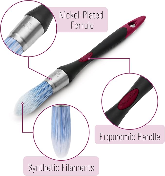 Bates- Trim Paint Brush, 0.75 Inch, Ergonomic Non-Slip Handle, Synthetic Bristles, Trim Brushes for Painting, Black & Dusty Rose