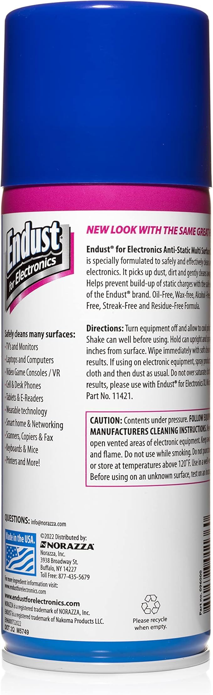 Endust for Electronics; Anti-Static Screen & Electronics Multi-Surface Cleaning Spray; Foaming, Streak & Residue Free; Ammonia & Alcohol Free, Oil & Wax Free; 10 oz. Aerosol (096010)