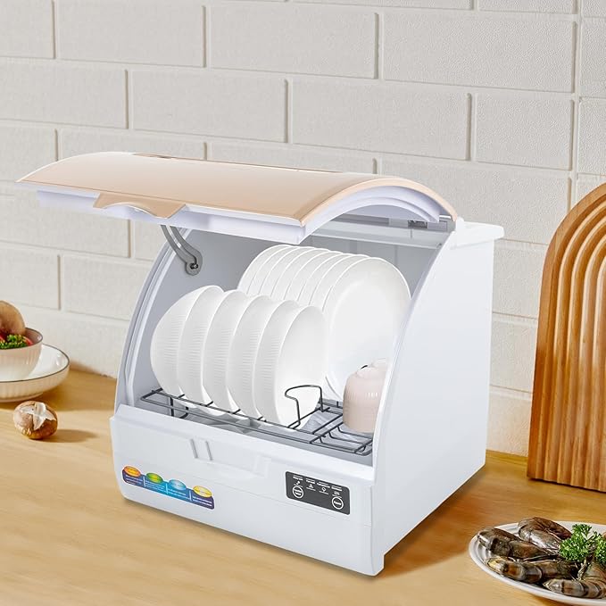 900W Portable Countertop Dishwasher with 4Programs, 360° Dual Spray 162℉ High-Temp& Air-Refresh Function and Touch Screen for Small Apartments, Dorms and RVs, Simple Installation