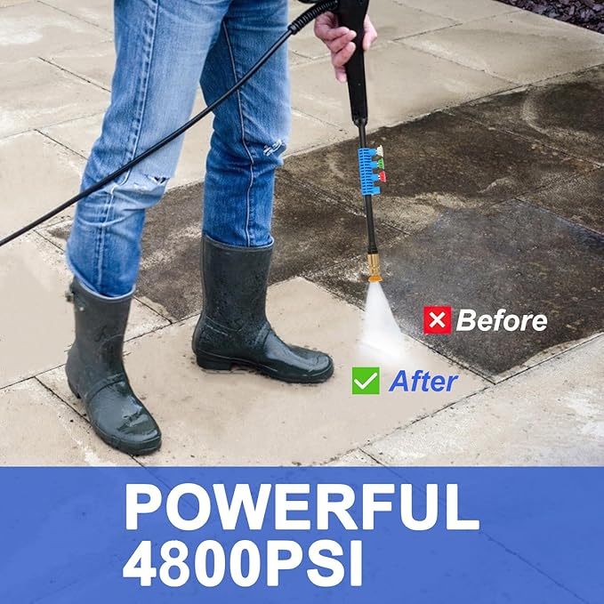 Electric Pressure Washer 4800 PSI 4.0 GPM Power Washers Electric Powered with 33ft Pressure Hose, 4 Nozzle and Foam Cannon, Powerwashers for Home, Cars, Patio, Navy Blue