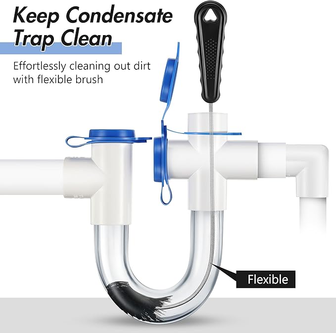 3 Pcs Condensate Trap Flexible Drain Brush, 16 Inch AC Drain Line Cleaning Brush for AC & HAVC Condensate P Trap, Black