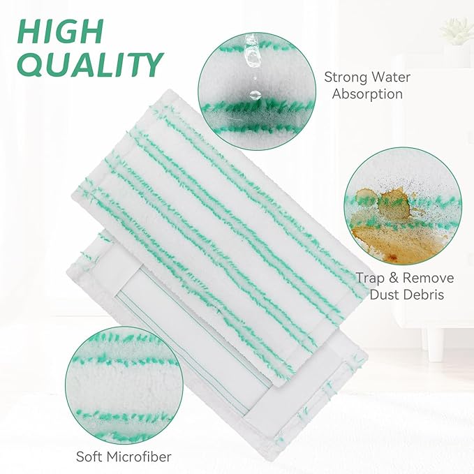Microfiber Mop Pads Replacement for Quick Shine Hard Surface Floor Polish Mop: Washable & Reusable Pad,Wet Dry HardFloor Cleaning Refills Pad（2 Pack）