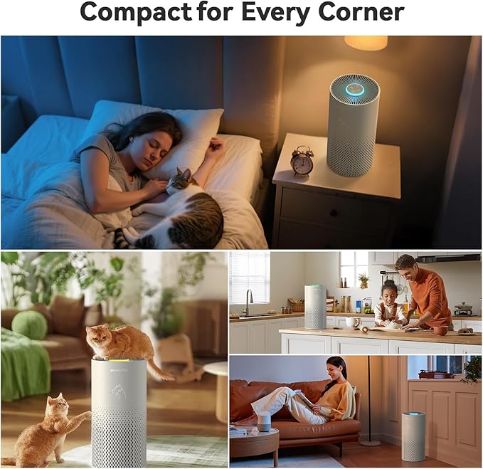 Afloia Air Purifier for Bedroom and Pets Home up to 1780 Ft², 5-in-1 HEPA Filter Air Cleaner with Washable Pre-Filter, Removes Pet Hair, Odors, Dander & Allergies, 22dB Quiet Sleep Mode (Kilo Pet)