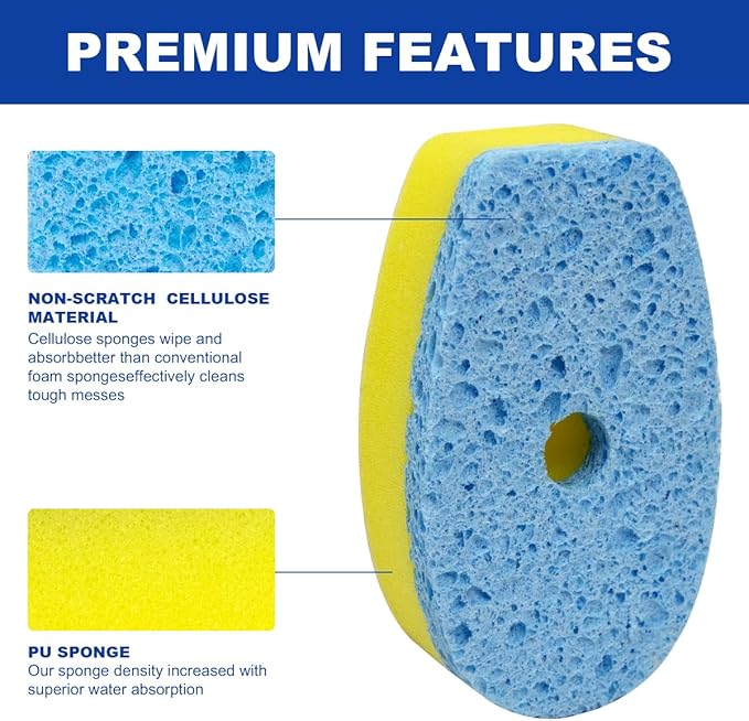 CELOX Dish Sponge with Handle, Non-Scratch Soap Dispensing Dishwand