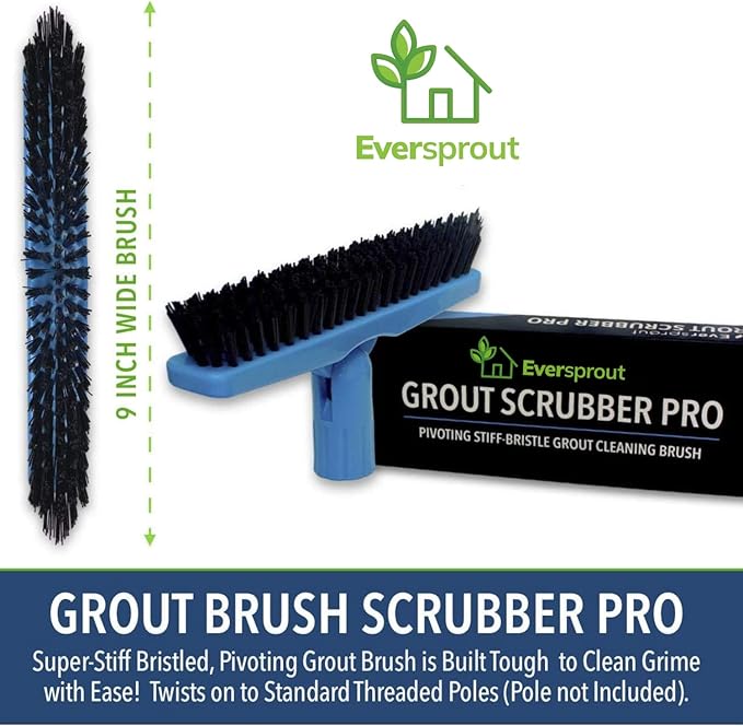 EVERSPROUT Grout Cleaning Brush Scrubber, Stiff V-Shaped Scrub Bristles Built for Corners & Tough Grime, Swivel Scrub Brush & Grout Cleaner for Shower, Bathroom, Tile, Floor, Attachment Cleaner Only