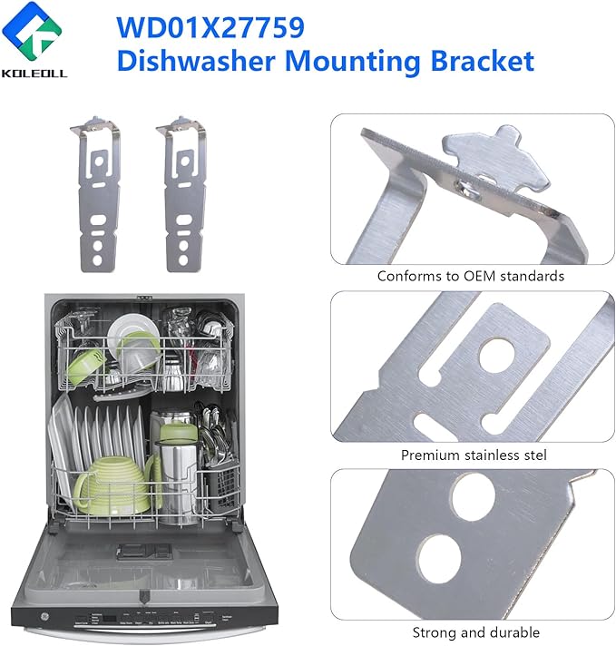 2 Pack WD01X27759 Dishwasher Mounting Bracket Compatible with GE 4961783 AP6994863 PS16219683 EAP16219683 Countertop Bracket Replacement Part