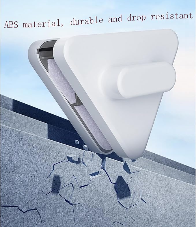 Windshield Magnetic Car Window Cleaner,Magnetic Windshield Cleaner Tool, Double-Sided Window Cleaner Glass Wiper, Triangle Shape, White(Glass 3-10mm)