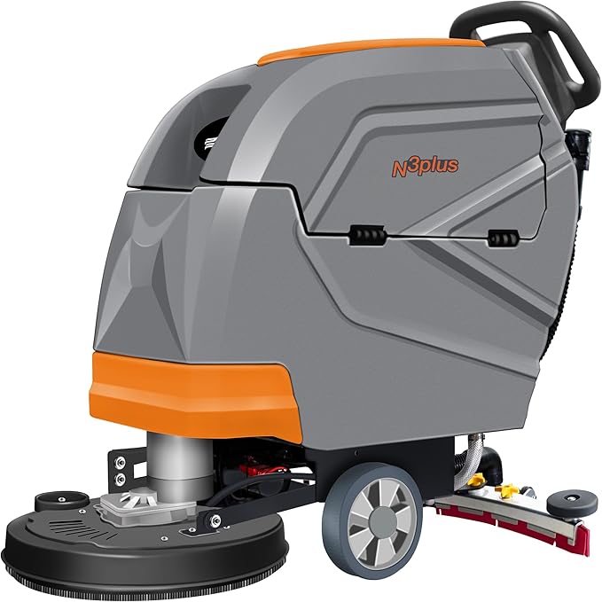 PENNON N3Plus Self-Propelled Walk-Behind Floor Scrubber - 20" Cleaning Path, 31" Squeegee, 13-Gal Recovery Tank, 220 RPM, Forward & Reverse Drive, One-Touch Noise Reduction, Complete Kit