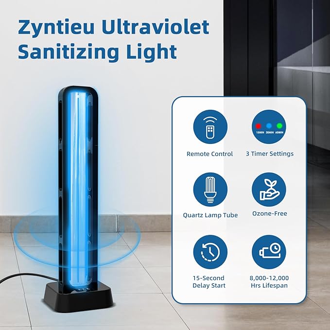 69W UV Light Sanitizer with Remote Control and 3 Timers – Home Disinfection Device 99.99% Cleaned of Germs, Viruses, Mold and Dust Mites – Whole Room Disinfection Lamp for Home and Office
