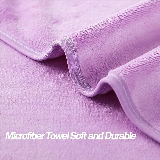 Microfiber Gym Towels Bigger Size Super Soft for Exercise Fitness, Sports, Workout, 380-GSM 15-Inch x 31-Inch Quick-Drying Towels (3 Pack, Purple)