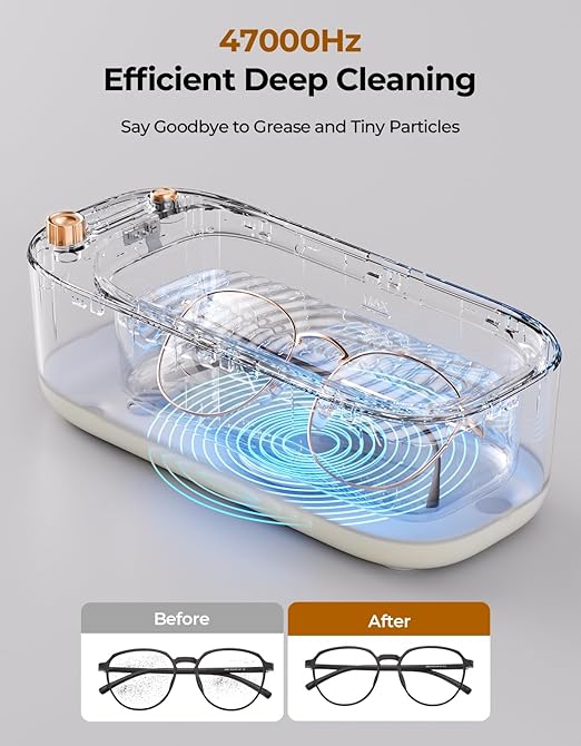 Ultrasonic Jewelry Cleaner with UV – 47kHz Ultrasonic Cleaner Machine with 4 Cleaning Modes for Jewelry, Eyeglasses, Watch Strap, Dentures, Retainers & More – Ivory