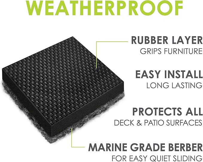 Slipstick GorillaOutdoor Weatherproof 2-1/2 Inch Furniture Sliders for Hard Surface Flooring (4 Pack) Heavy-Duty Furniture Movers for Outdoor & Indoor Sliding