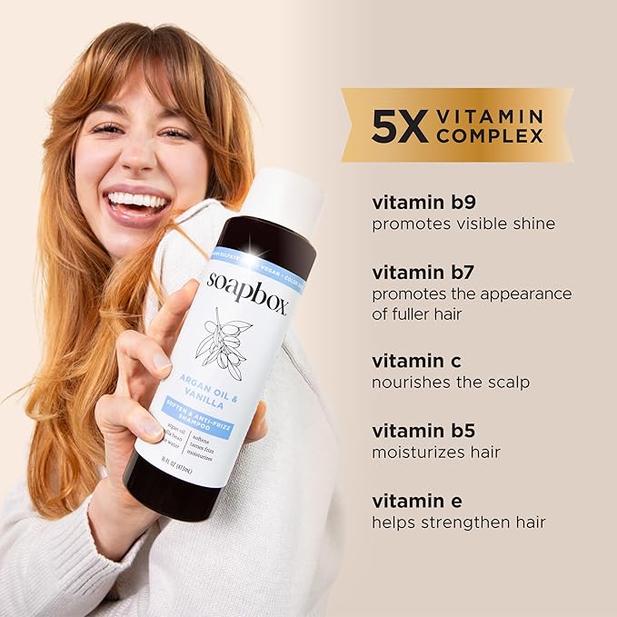 Soapbox Argan Shampoo & Conditioner Set, Volumizing, Vegan, Color Safe, Harsh Sulfate & Silicone Free, 1 Liter Each (Pack of 2)
