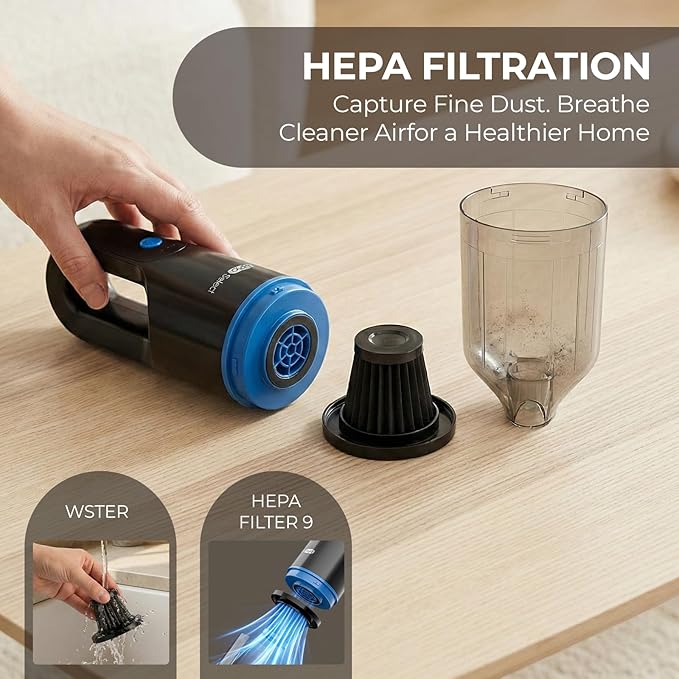 Apical Life Mini Crumb Vacuum Rechargeable 10000Pa Brushless Motor, 1.6lbs Cordless Handheld Vacuum with LED Light for Car Home Office
