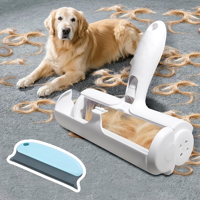 Roller Pet Hair Removal Tool – Reusable Lint Roller for Dogs & Cats – Self-Cleaning Fur Remover Brush - Portable, Multi-Surface Fur Removal Tool - Pet Hair Removal Tool for Car & Home