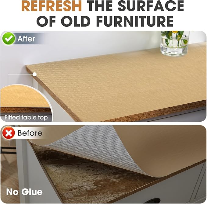 Drawer and Shelf Liner, Non-Slip Kitchen Cabinet Liners Non-Adhesive Thick Strong Grip Waterproof Washable Mats Protect Dresser Shelves Cupboard Bathroom Cabinets, Beige, 18 in X 10 FT