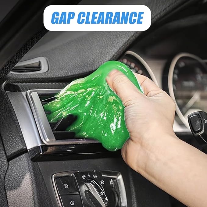 Car Cleaning Gel, Vehicle Dust Detailing Putty Slime Cleaner Kit for Air Vent, Reusable Automotive Interior Detail Clean Mud Removal Tool, Universal for SUV Sedan Truck (Green)
