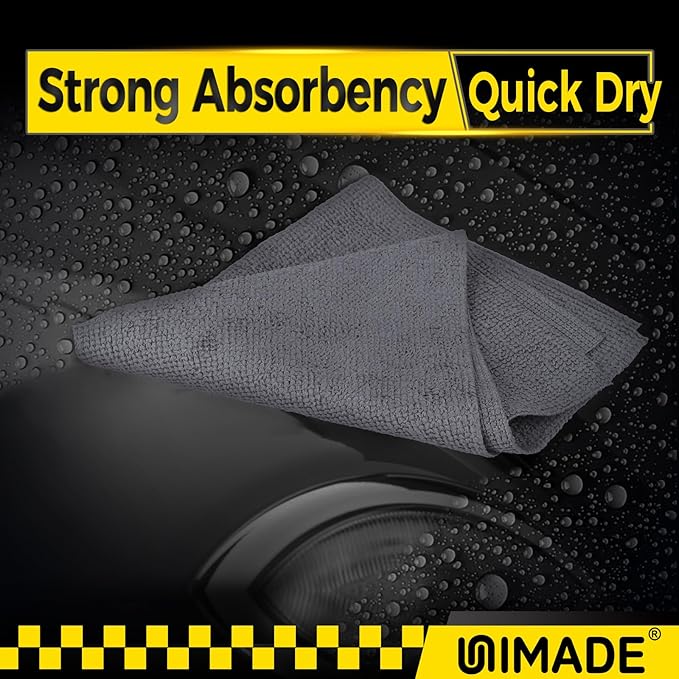 Microfiber Cleaning Cloth, 100 Pack Microfiber Towels for Cars Commercial Grade Work Rags Bulk Detailing Cloth for Automotive Bar Mechanic Restaurant Garage Housekeeping, 11.5"x 11.5", Grey