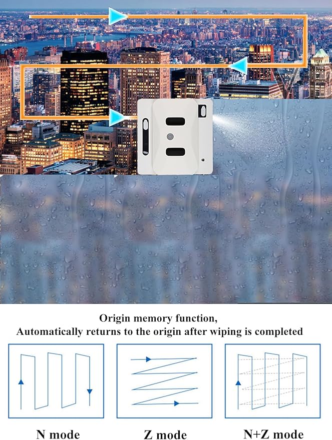 GERRIT Intelligent Fully Automatic Two-Way Water Spray Window Cleaning Robot, 2800Pa Strong Suction Window Cleaning Robot, Edge Detection Technology, Anti-Fall Protection, Ultra-Thin Body