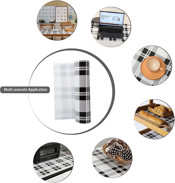 Drawer Shelf Liner for Kitchen Cabinets, Non Adhesive Slip Resistant Shelf Paper Easy to Clean, Strong Grip Thickened Waterproof Washable Mats for Pantry, Shelves, Dresser, Black, 17.5 in x 30 FT