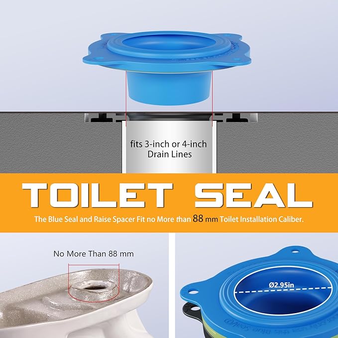 Wax Ring Kit for Toilet Installation - Elastic Rebound Wax-Free Gasket, Reusable Toilet Seal Ring Stops Leaks & Odors, Fits Uneven Floors - No Wax Rubber DIY Kit for 3"/4" Drain, Ideal for Homeowners