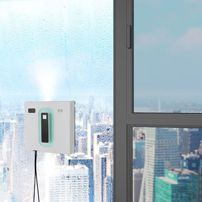 Ultra Thin Window Cleaner Robot Dual Spray 2500Pa Suction with Safety Rope Auto Climbing for Home High Rise Glass Cleaning
