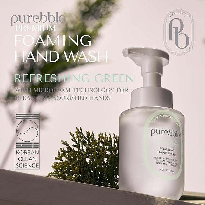 Refreshing Green Foaming Hand Wash with Hyaluronic Acid, Earthy Scent | Gentle |Botanical Ingredients | Cruelty Free, Sulfate Free | 2 Pack
