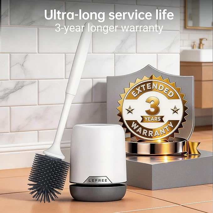 Lefree 2 Pack Silicone Toilet Brush Set with Ventilated Holder, Floor Standing & Wall Mounted Toilet Scrubber