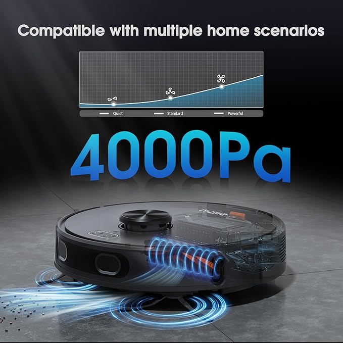 Robot Vacuum and Mop Combo, Robotic Vacuums Cleaner with LiDAR Navigation, Smart Mapping, Strong Suction, with WiFi/App/Alexa/Voice Control, Obstacle Avoidance, for Home, Wood/Hard Floors, Pet Hair