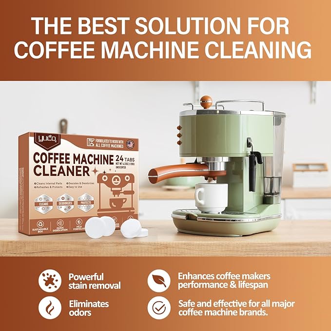 Coffee Machine Cleaner Descaler Tablets-24 Count Coffee Maker Cleaner Tablets Compatible with Breville,Nespresso,Keurig,Ninja,Philips,Miele,Delonghi&more,Descale Drip Coffe And Espresso Machines