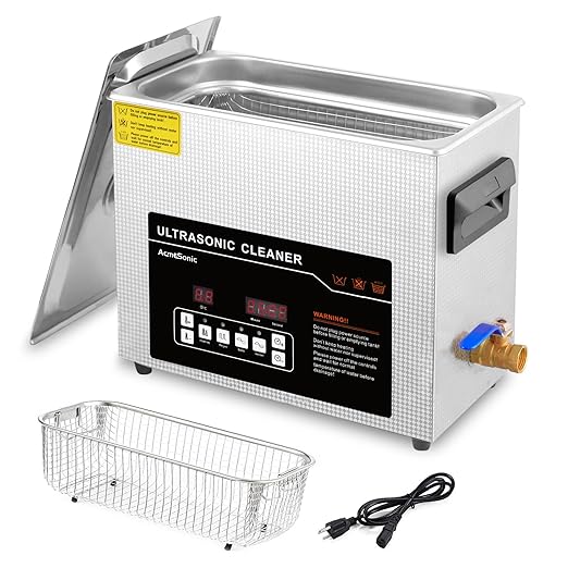 Ultrasonic Cleaner 6L Dual-Frequency Professional Digital Stainless Steel Cleaning Machine with Heater Timer for Denture, Coins, Small Metal Parts, Circuit Board, Lab Tools, etc