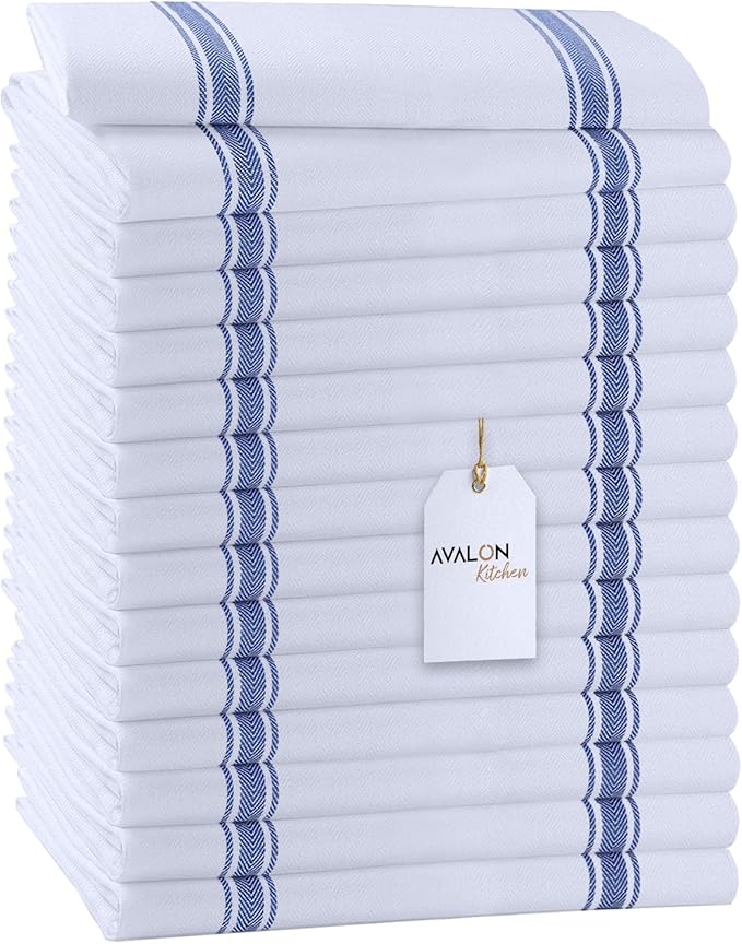 Dish Towels Set (Value Pack of 15) Size 15x25 Inch, 100% Cotton Soft & Absorbent Kitchen Towels, Tea Towels, Reusable Cleaning Cloths for Household Cleaning (Blue)