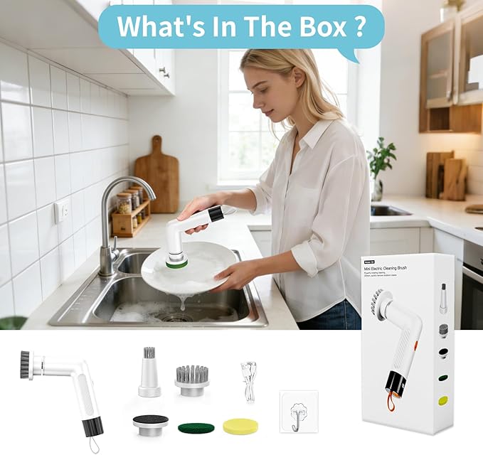 Electric Spin Scrubber, Cordless Cleaning Brush，IPX7 Waterproof Bathroom Scrubber with Adjustable Extension Handle & Battery Level Display for Bathroom Kitchen Car (ECB-S3)
