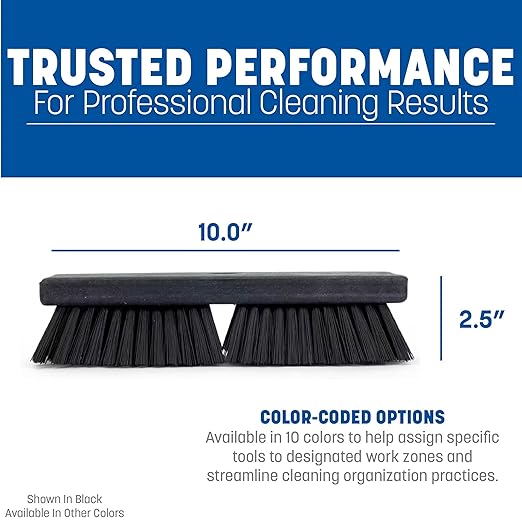 SPARTA Plastic Floor Scrub Brush, Brush Head Only, Deck Brush with ACME Standard Thread Fitting for Deck, Industrial Kitchens, and Hospitals, 10 Inches, Red, (Pack of 6)