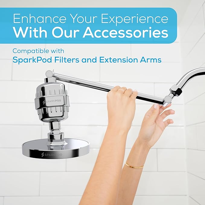 SparkPod Shower Head - High Pressure Rain - Premium Quality Luxury Design - No Tools Needed - Easy Clean Adjustable Replacement for Your Bathroom Shower Heads (Luxury Polished Chrome, 6 Inch Round)