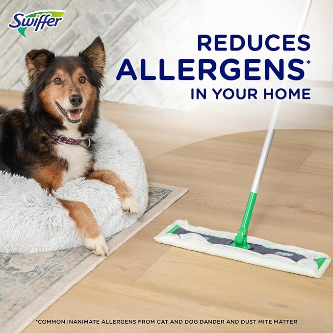 Swiffer Sweep + Mop XL, Broom & Mop Alternative, Floor Cleaner for Dirt, Dust, Hair, All Purpose Cleaning Tool for Home, Bathroom, Kitchen, Set Includes 1 XL Sweeper 8 XL Dry Pads 2 XL Wet Pads Fresh