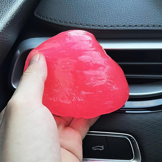 Pink Car Cleaning Gel, Cute Car Accessories for Women Interior, Car Detailing Kit for Vents, Dust Cleaning Slime, Keyboard Cleaner Putty, Car Essentials for New Car, 5.6oz