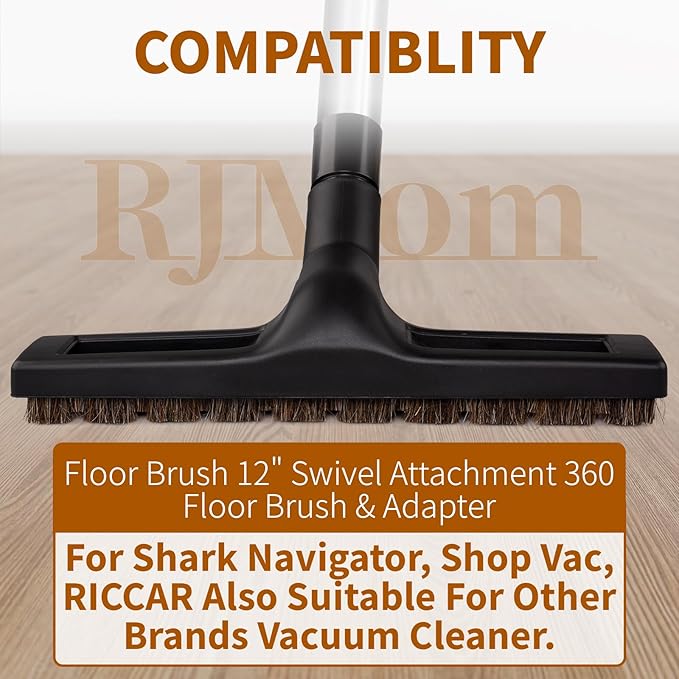 Universal Vacuum Floor Brush Attachments for Shark Vacuum Brush 12 inch - Vacuum Attachments and Brushes for Shark Rainbow Shop vac and Miele and Dyson Vacuum(12 Inch with Wheels,360°)