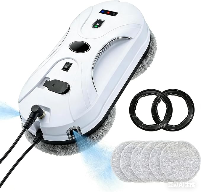 Patiixie Automatic Window Cleaning Robot, Window Cleaner Robot Auto Dual Spray, 2026 Model Robot Limpia Vidrios AI Path Planning, 3000Pa Suction, Remote Control, Edge Detection for Streak-Free Glass