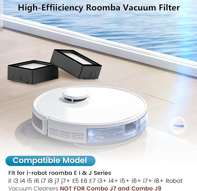 12 Pack Roomba Filters Fit for i-Robot Roomba I J E Series E5 E6 E7 i3 i3+ i4 i6 i6+ i7 i7+ i8 i8+ j7 j7+ Robot Vacuum Cleaners High-Efficiency Filter with 1 Cleaning Brush by Puxyblue