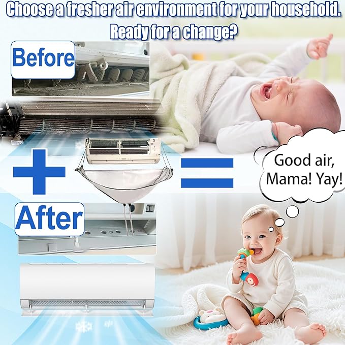 Mini Split Cleaning Bag Kit with Double Hose Drain, Double Bracket,Uniquely Designed Mini Split-Type Cleaning System Bag(30PCS,Small,White)