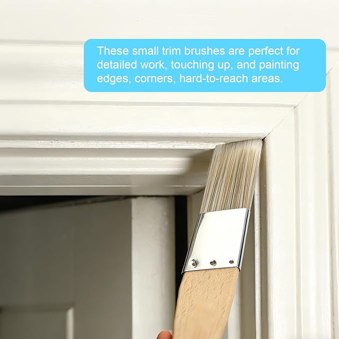 Trim Paint Brushes Set of 4-0.25", 0.5", 0.7", 1" Slant Lining Fitch Paint Brushes for Detail, Small Cutting in Brushes for Trim, Edges and Crafts
